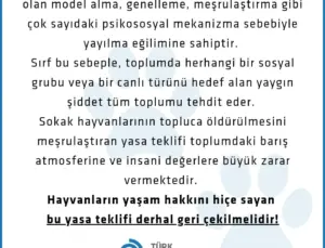 Hayvanların Yaşam Hakkını Savunuyoruz!”: Türk Psikologlar Derneği’nden Çağrı