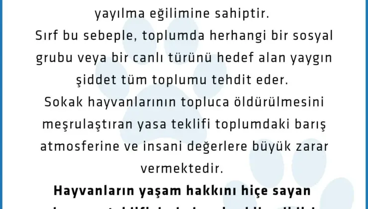 Hayvanların Yaşam Hakkını Savunuyoruz!”: Türk Psikologlar Derneği’nden Çağrı