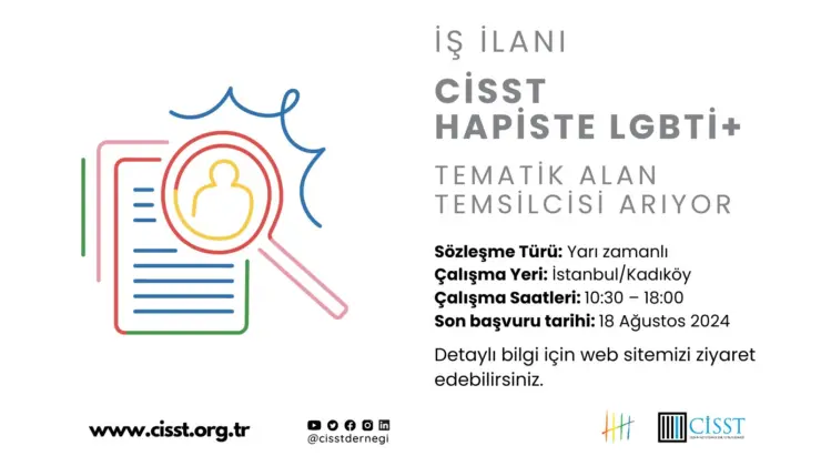 CİSST Hapiste LGBTİ+ Tematik Alan Temsilcisi Arıyor!