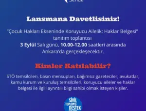 Çocuk Hakları Haklar Belgesi Lansmanı 3 Eylül’de Ankara’da