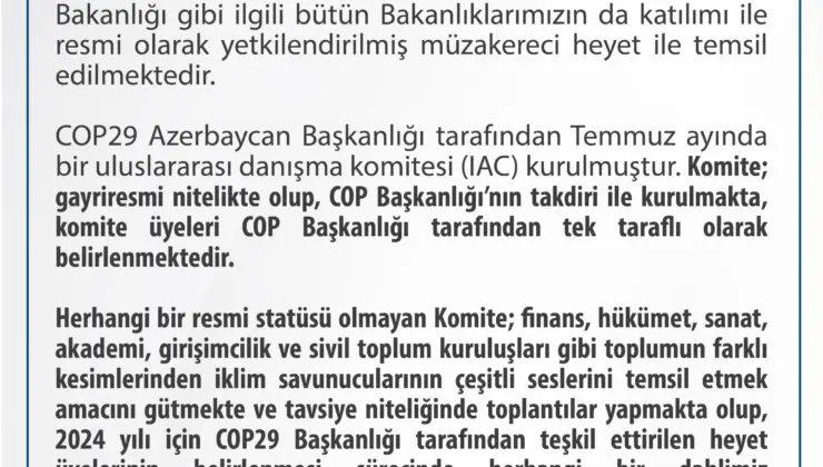 Türkiye, COP29 İklim Müzakerelerine Hazırlıklarını Sürdürüyor