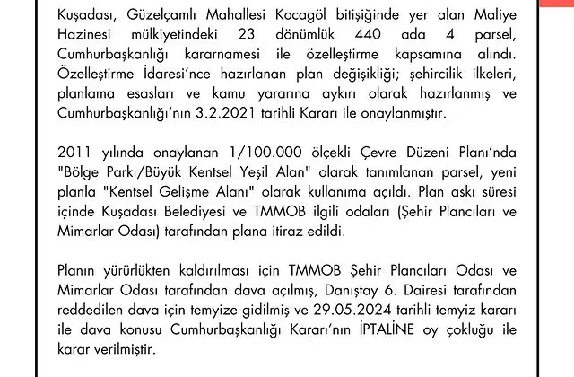 Kuşadası Güzelçamlı’daki İmar Planı Mahkeme Kararıyla İptal Edildi!