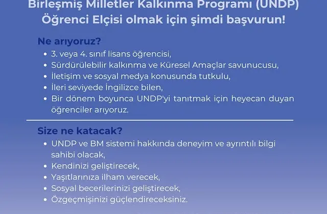 UNDP Öğrenci Elçisi Programı Başvuruları Başladı