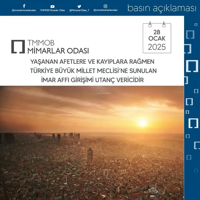 Mimarlar Odası’ndan İmar Affına Tepki