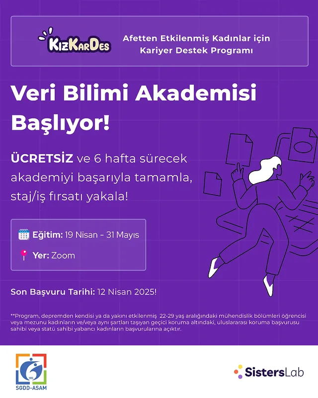 Depremden Etkilenen Kadınlara Yönelik Veri Bilimi Akademisi Başlıyor