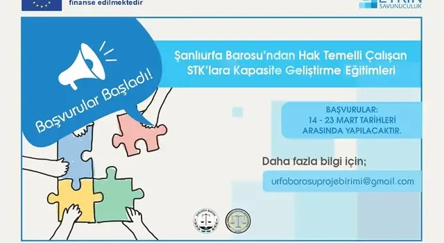 Şanlıurfa Barosu’ndan Hak Temelli STK’lara Kapasite Geliştirme Eğitimleri