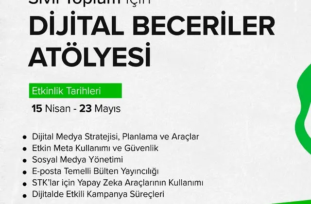 Sivil Toplum İçin Dijital Beceriler Atölyesi Başlıyor