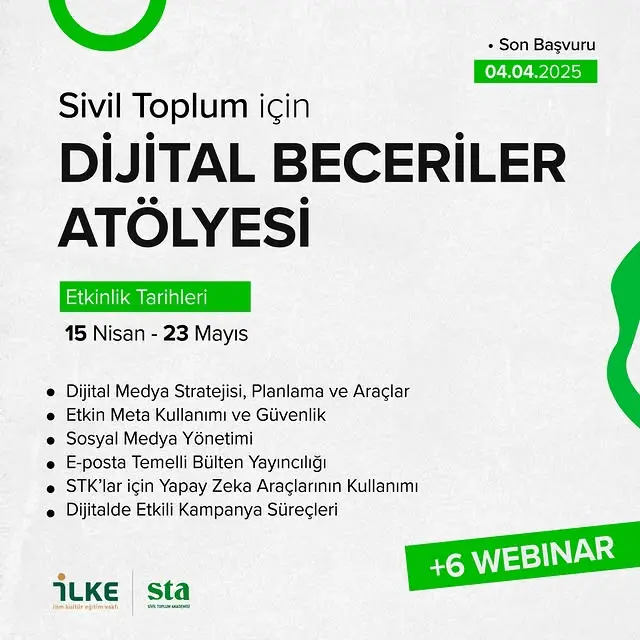 Sivil Toplum İçin Dijital Beceriler Atölyesi Başlıyor