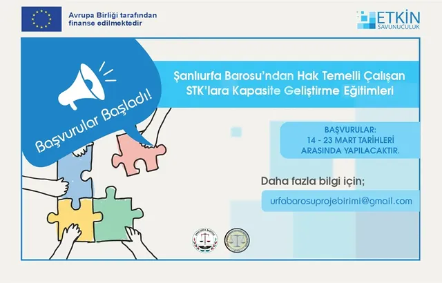 Şanlıurfa Barosu’ndan Hak Temelli STK’lara Kapasite Geliştirme Eğitimleri