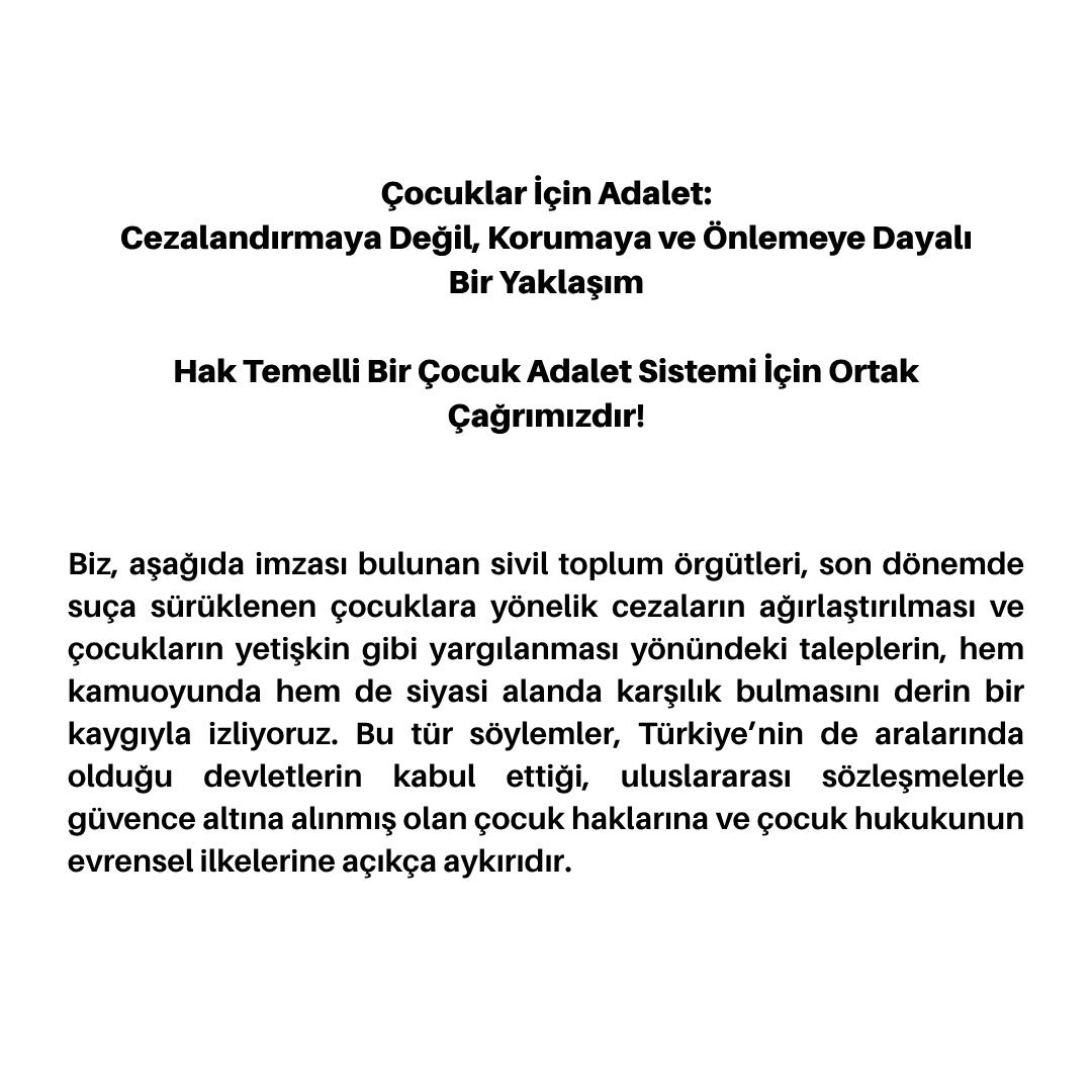 Çocukların Suça Sürüklenmesine Karşı Ortak Çağrı