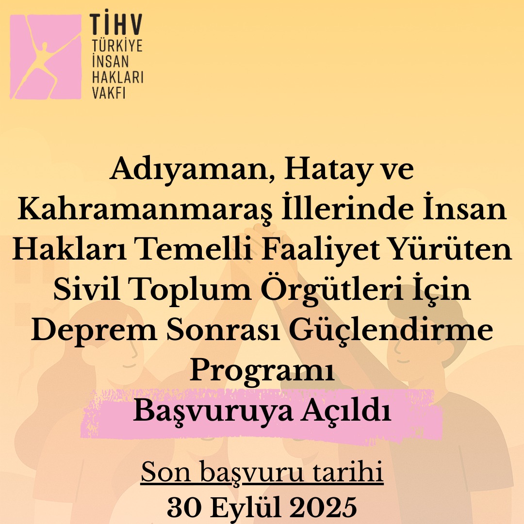 TİHV’den Deprem Bölgesindeki STÖ’lere Destek Programı