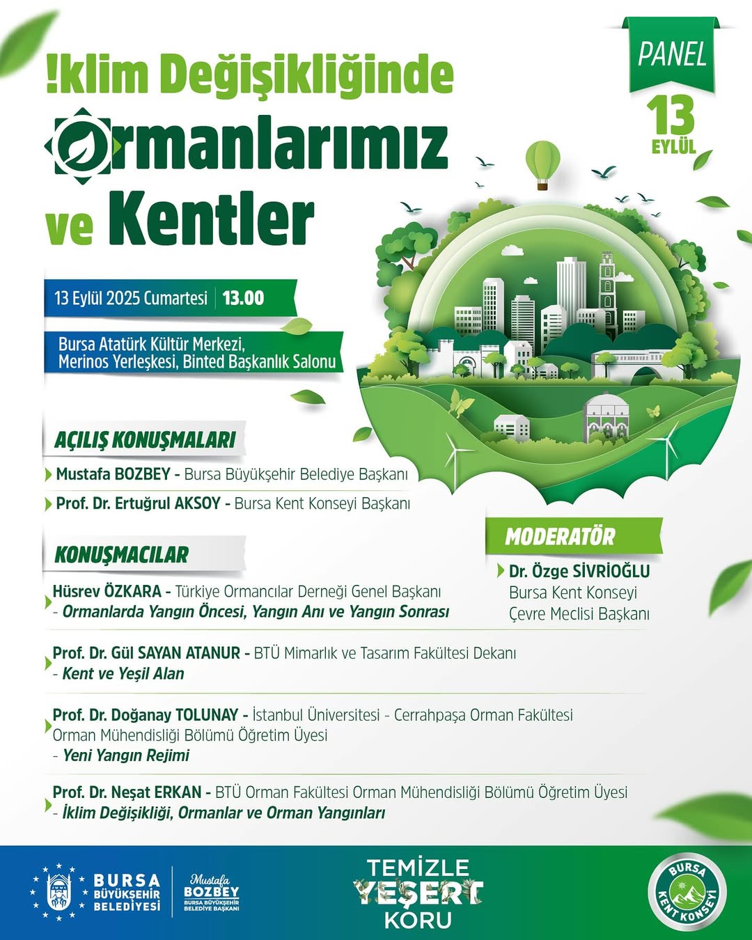 Bursa’da İklim Değişikliği Paneli: Kentler ve Ormanlar İçin Ortak Adım