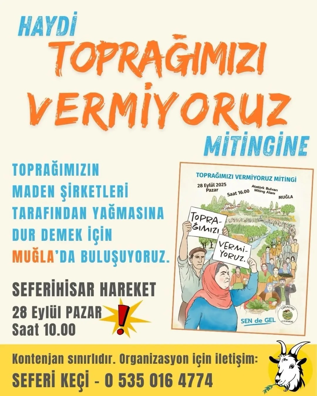 Muğla’da “Toprağımızı Vermiyoruz” Mitingi: Çevre ve Yaşam Alanları İçin Buluşma Çağrısı