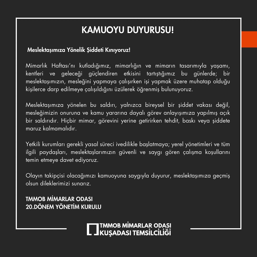 Kuşadası’nda Mimara Yönelik Şiddet Girişimi Kınandı