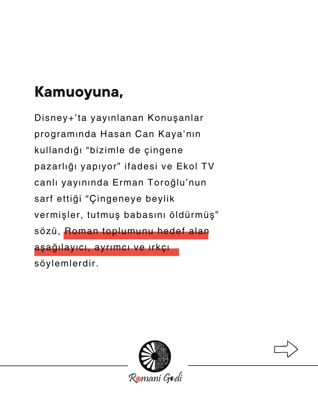 Romani Godi’den Nefret Söylemine Tepki