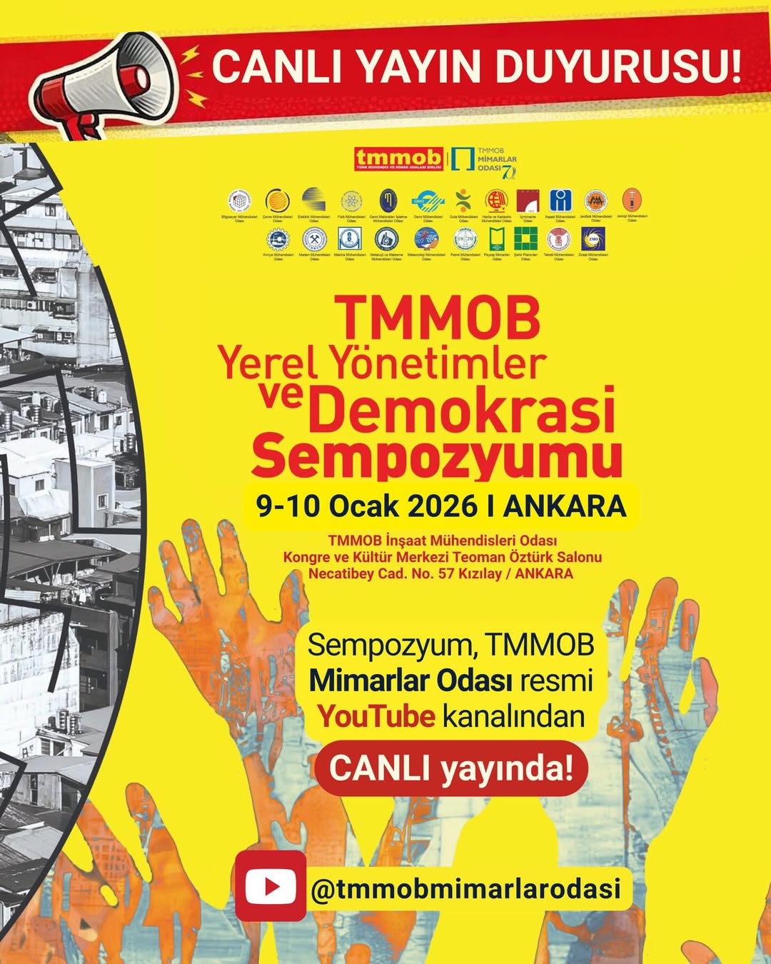 TMMOB Yerel Yönetimler ve Demokrasi Sempozyumu 9-10 Ocak’ta Ankara’da