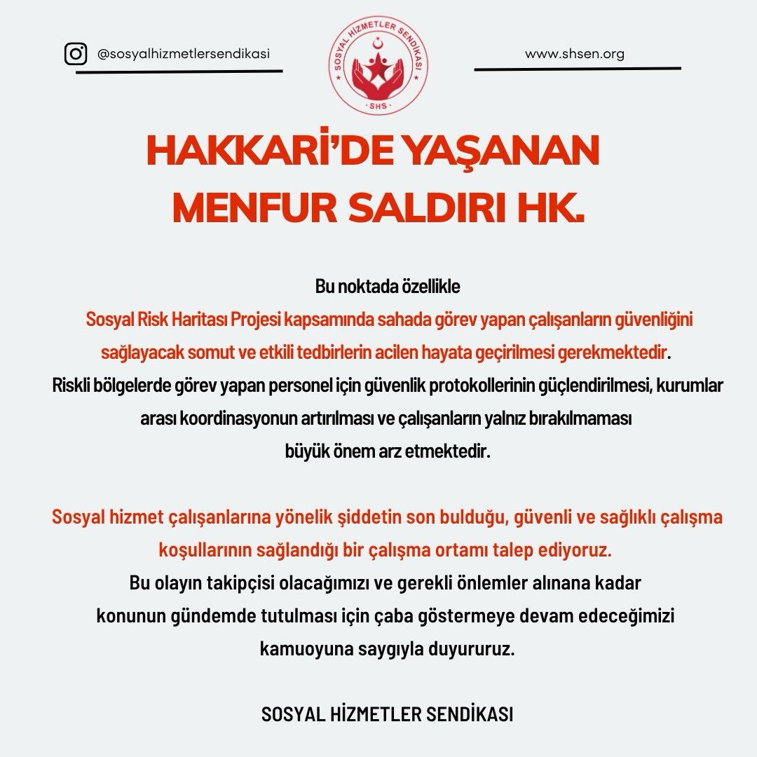 Sosyal Hizmetler Sendikası’ndan Hakkari’de Uğrayan Psikolog İçin Açıklama: “Güvenlik Önlemleri Acilen Artırılmalı” 2 689896116 17913359487380317 4093306441803383263 n