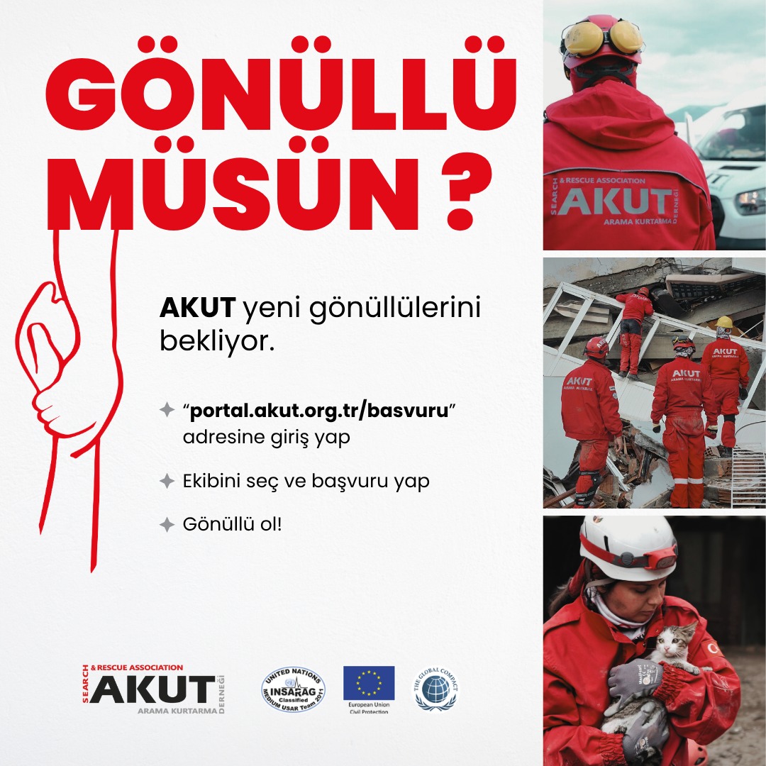 AKUT, Operasyonel ve Destekleyici Gönüllü Başvurularını Sürdürüyor