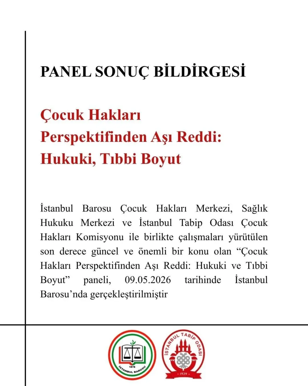 İstanbul Barosu’nda Aşı Reddi Panelinin Sonuç Bildirgesi Açıklandı