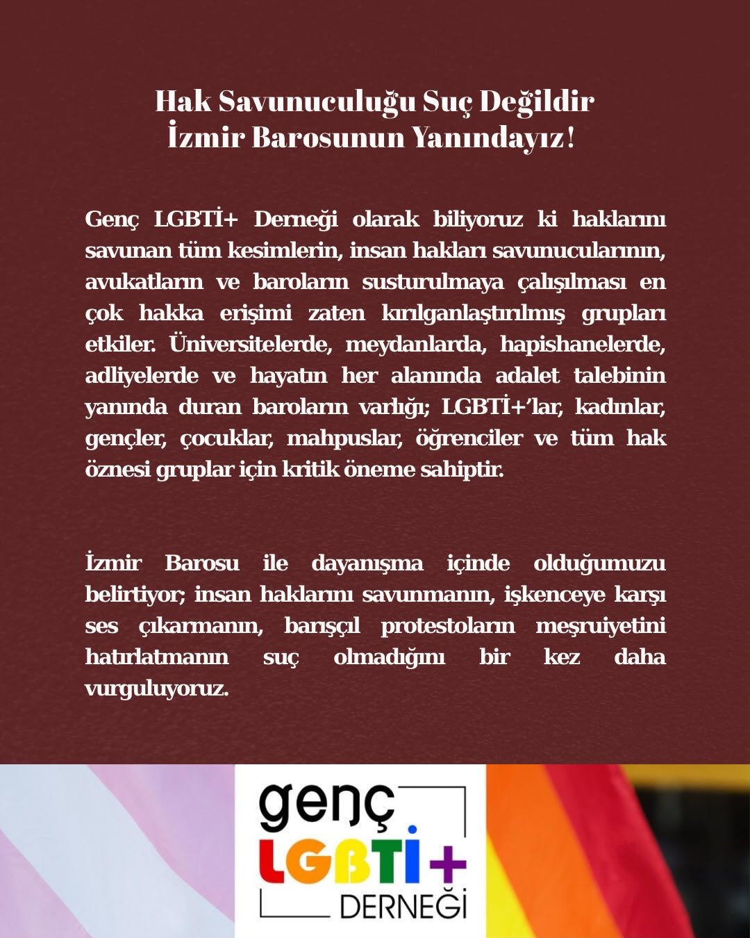 Genç LGBTİ+ Derneği’nden İzmir Barosu’na Destek Açıklaması 2 723331322 18408835918150472 2804613270167412501 n