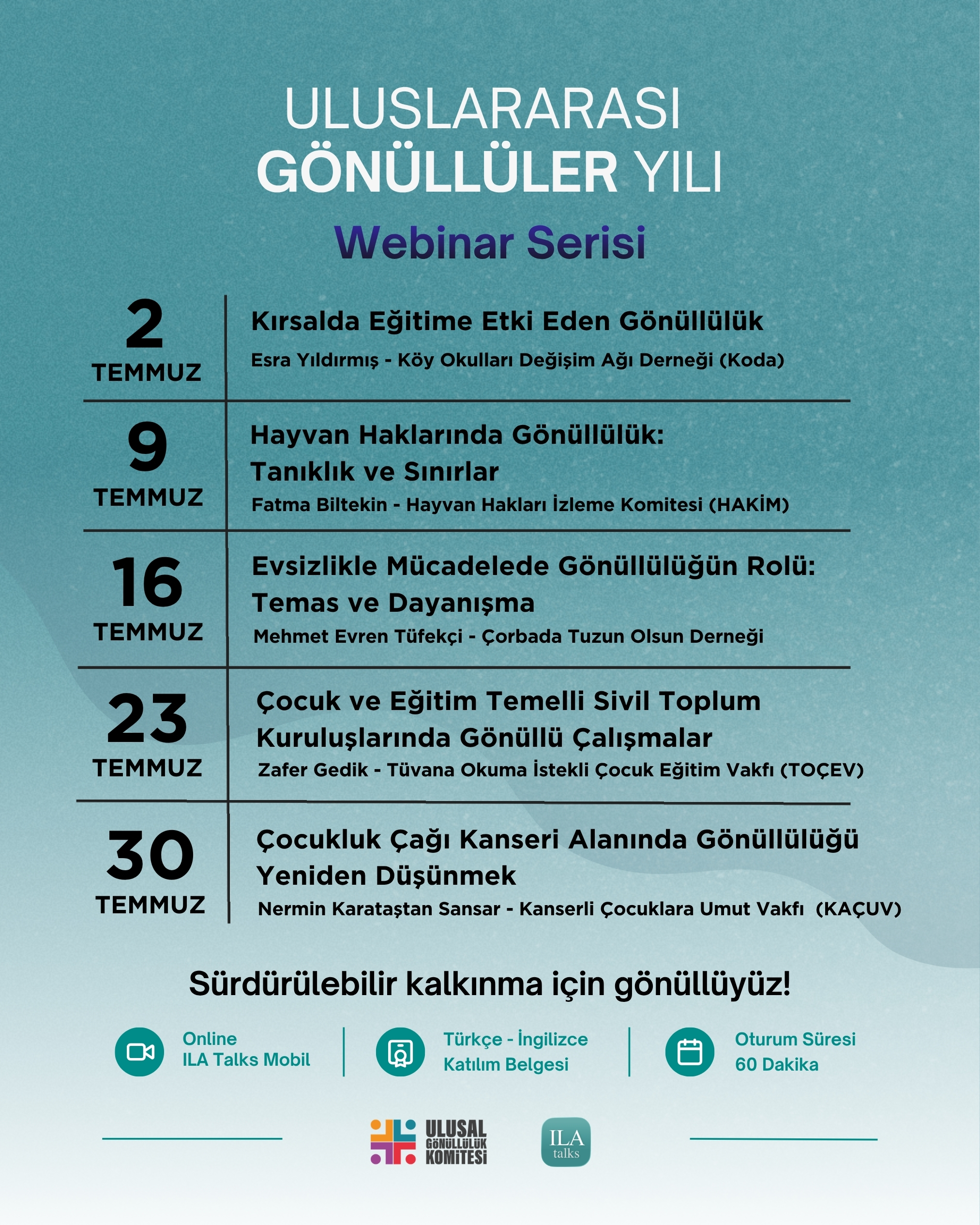 Uluslararası Gönüllüler Yılı Webinar Serisinin Temmuz Ayı Takvimi Açıklandı