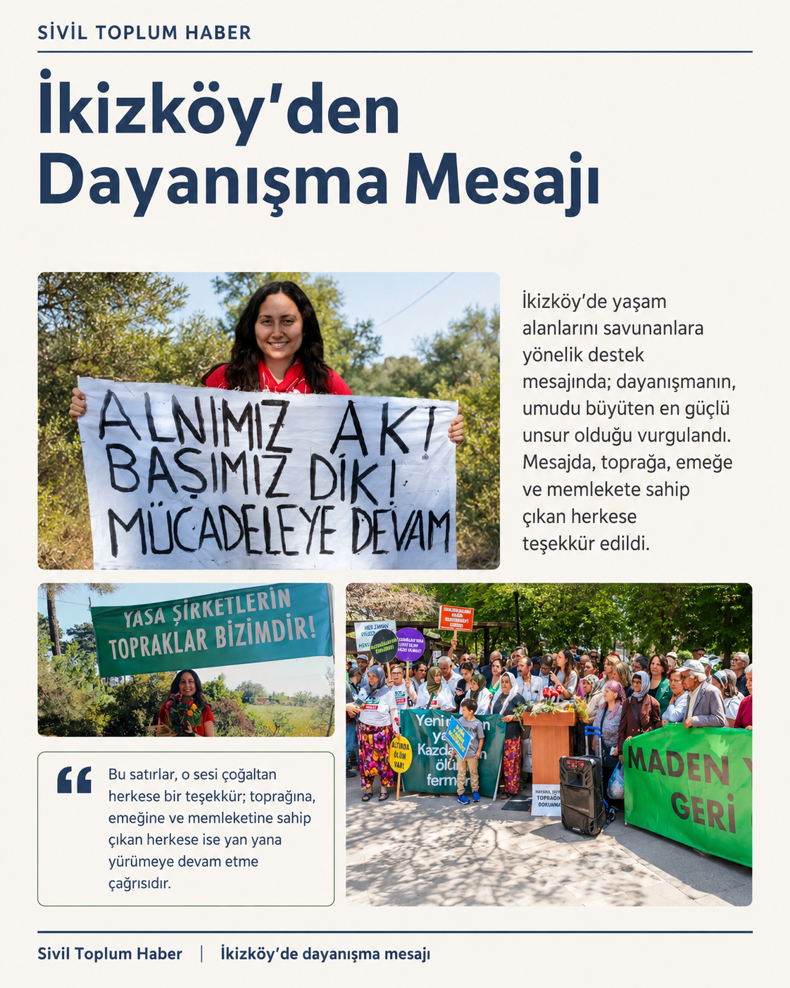 İkizköy Direniyor’dan Dayanışma ve Mücadeleyi Sürdürme Çağrısı
