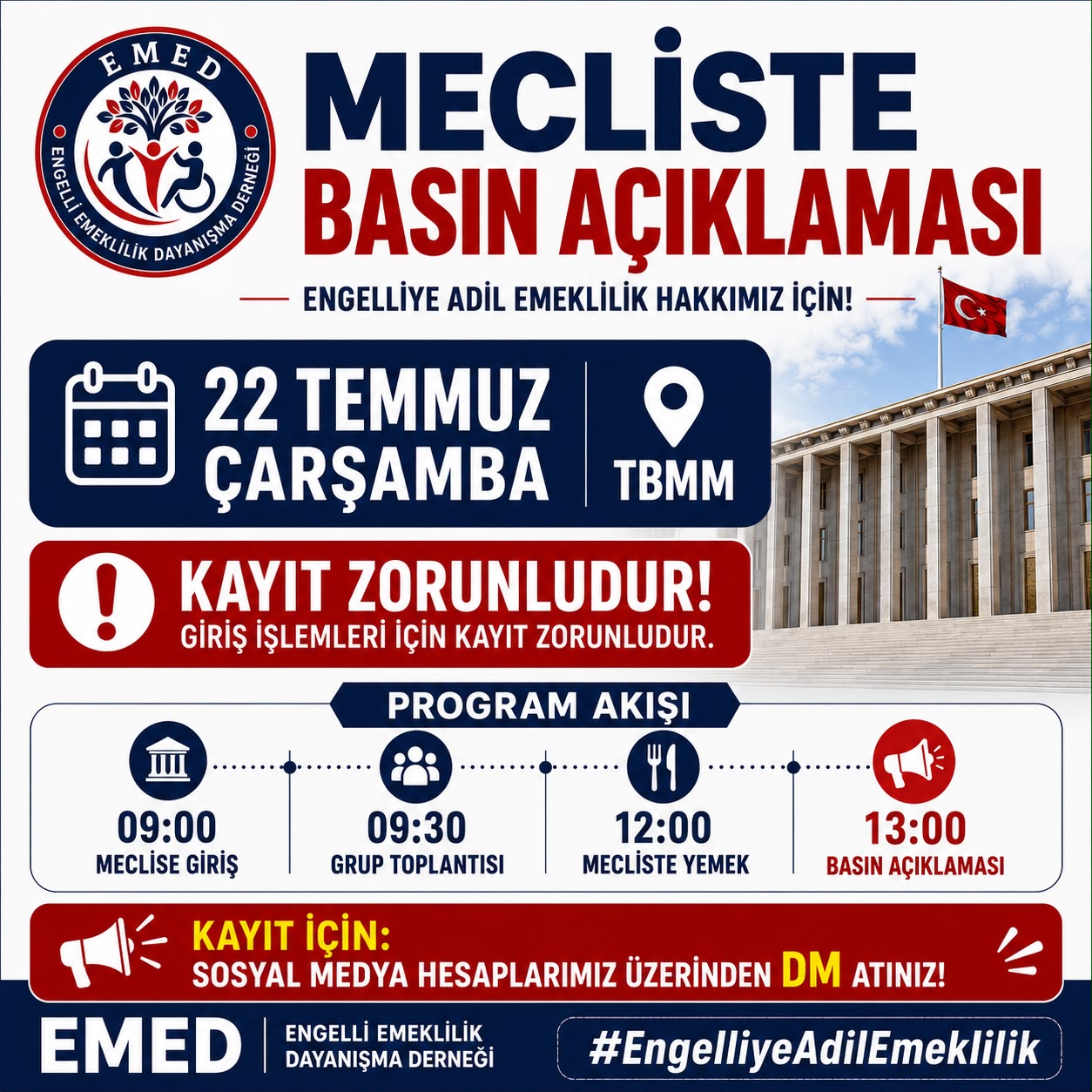 EMED Engelli Emekliliğinde Yaşanan Hak Kayıplarını TBMM Gündemine Taşıyacak