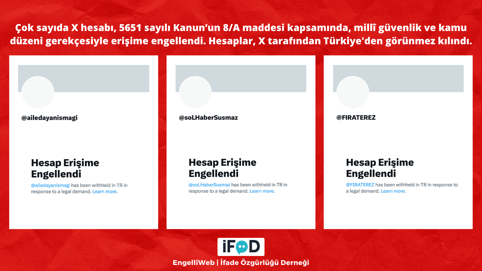 Aile Dayanışma Ağı ve İstanbul Gönüllüleri’nin X Hesaplarına Erişim Engeli