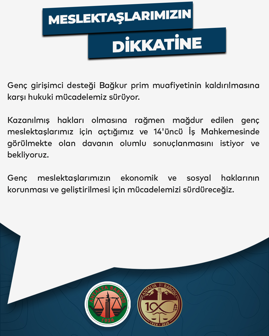 Antalya Barosu’ndan Genç Girişimci Desteği İçin Hukuki Mücadele Açıklaması